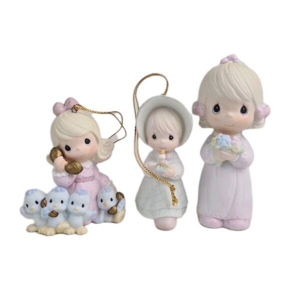 Lot Of 3 Precious Moments 456012 "Ringing In The Season" Porcelain Ornaments - Picture 1 of 6